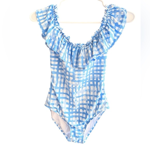 LILLY PULITZER Ruffle Blue Fiesta One Piece Swimsuit Feelin Beachy Bennet Blue - Picture 3 of 7